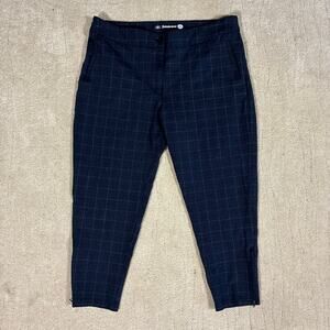 Beta Brand Women 2XL Petite Plaid Checked Cropped Pull On Business Casual Pants